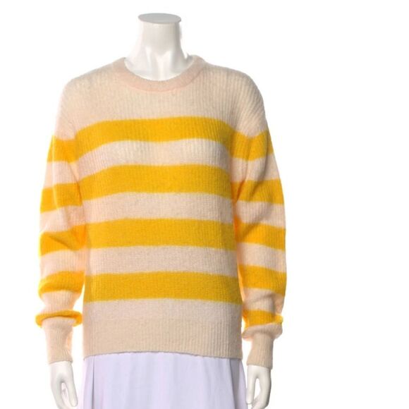 A.P.C. Lia Yellow-Stripe Pullover Sweater Sz M Alpaca-Wool-Blend Paris - Picture 5 of 8